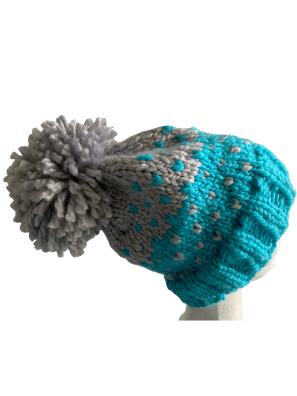 Silver & Turquoise Lovin' Hearts Beanie - Image 2