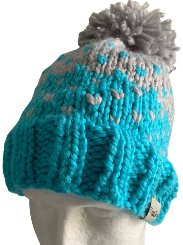 Silver & Turquoise Lovin' Hearts Beanie - Image 3