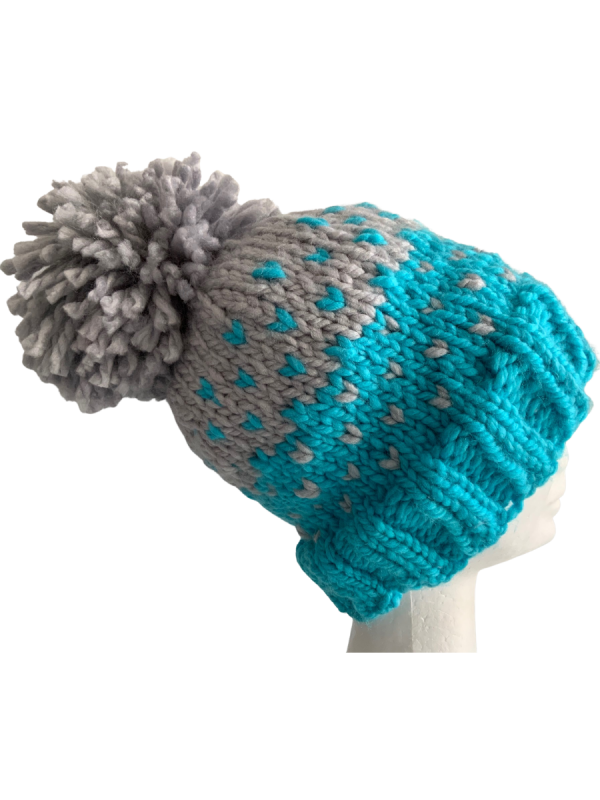 Silver & Turquoise Lovin' Hearts Beanie - Image 6