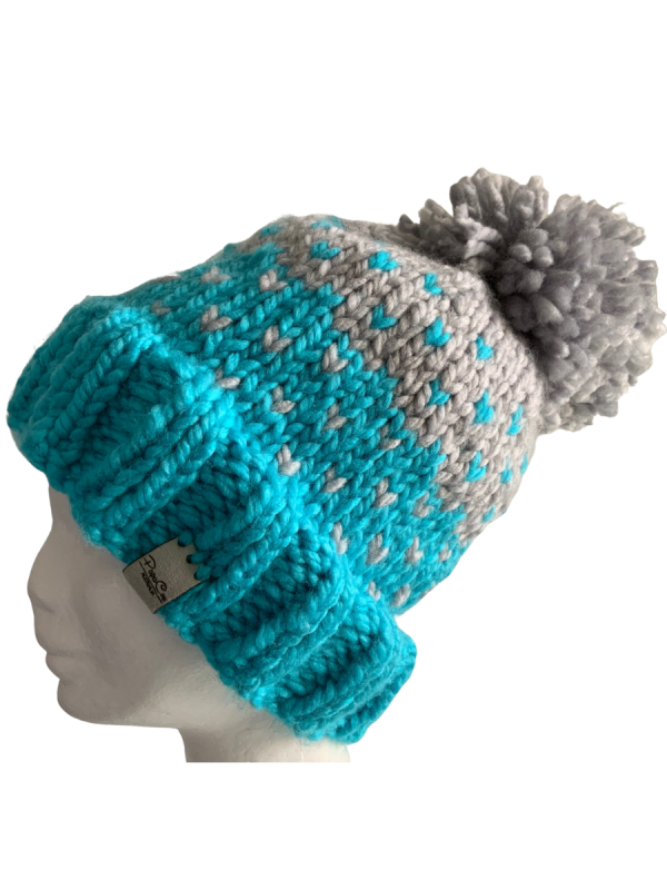 Silver & Turquoise Lovin' Hearts Beanie - Image 5
