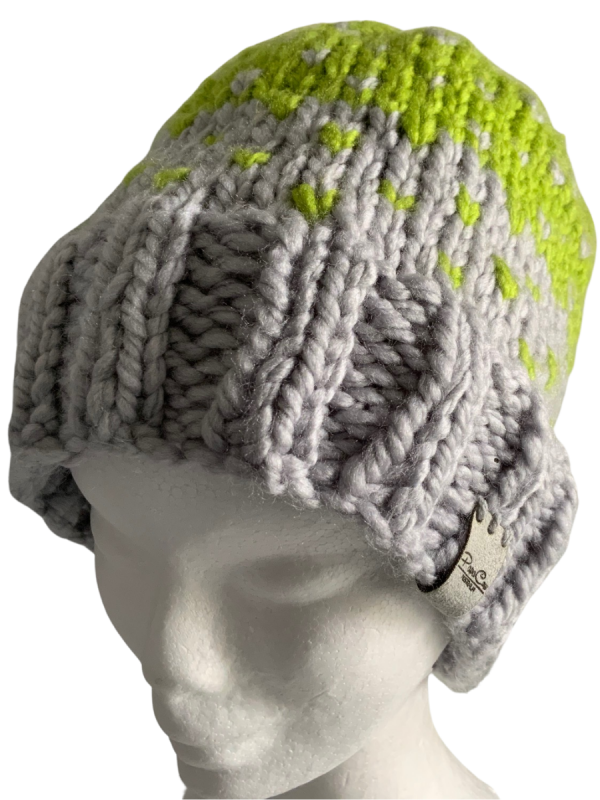 Lime & Light Grey Lovin' Hearts Beanie - Image 3