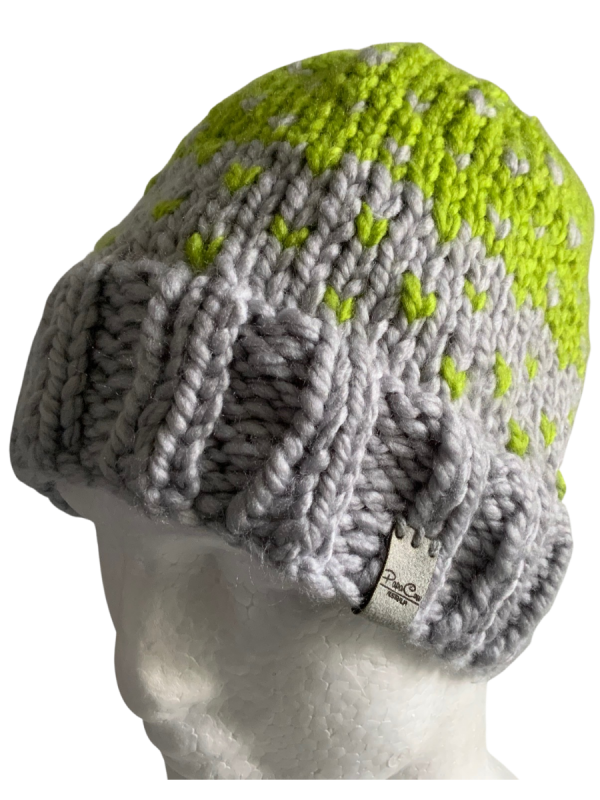 Lime & Light Grey Lovin' Hearts Beanie