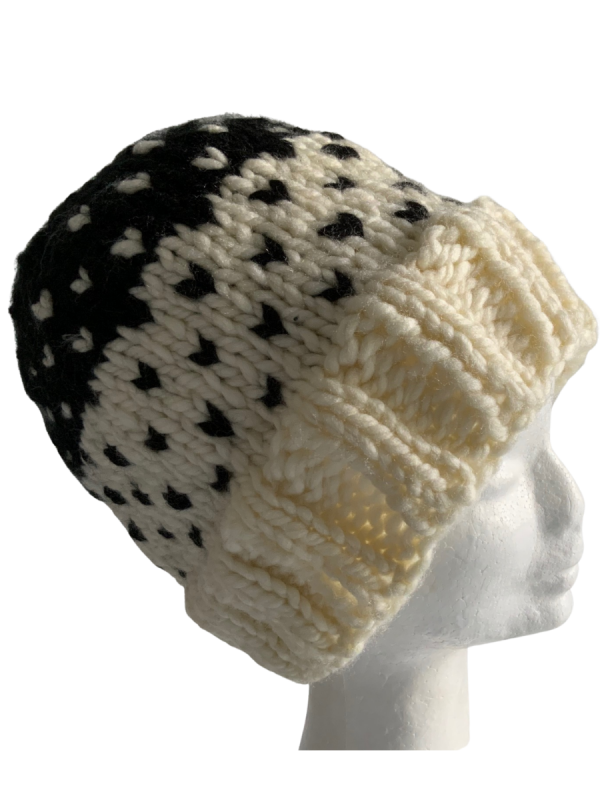 Ebony & Cream Lovin' Hearts Beanie - Image 2