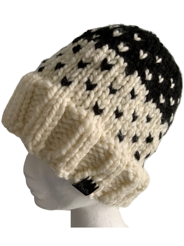Ebony & Cream Lovin' Hearts Beanie - Image 4