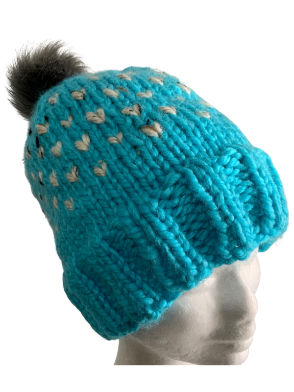 Bright Blue Lovin' Hearts Beanie - Image 6