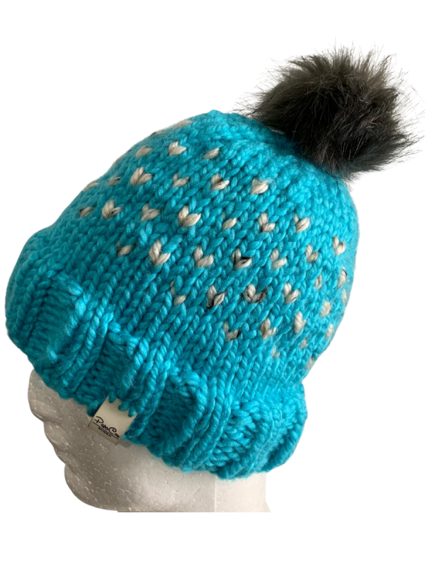 Bright Blue Lovin' Hearts Beanie - Image 2