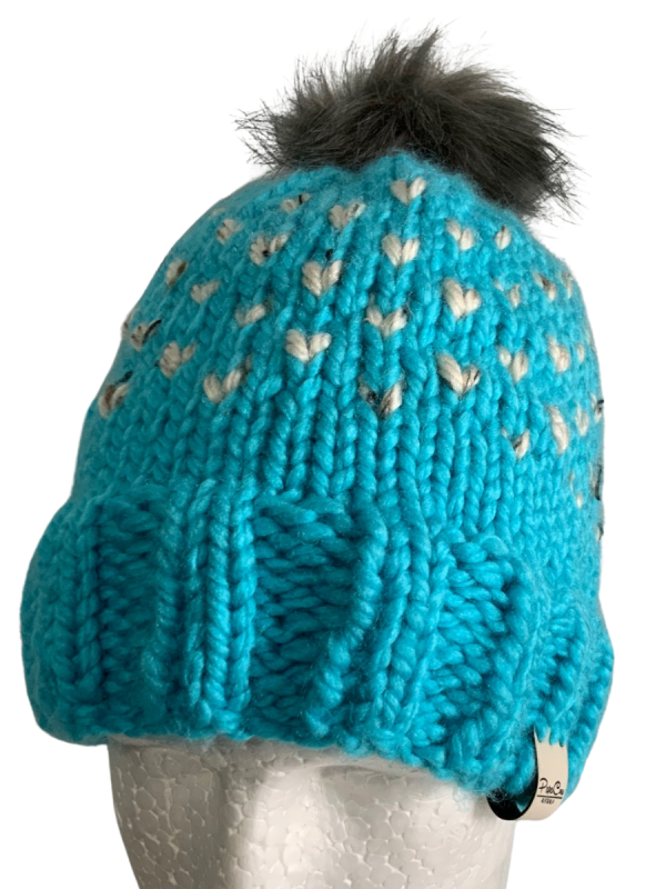 Bright Blue Lovin' Hearts Beanie - Image 3