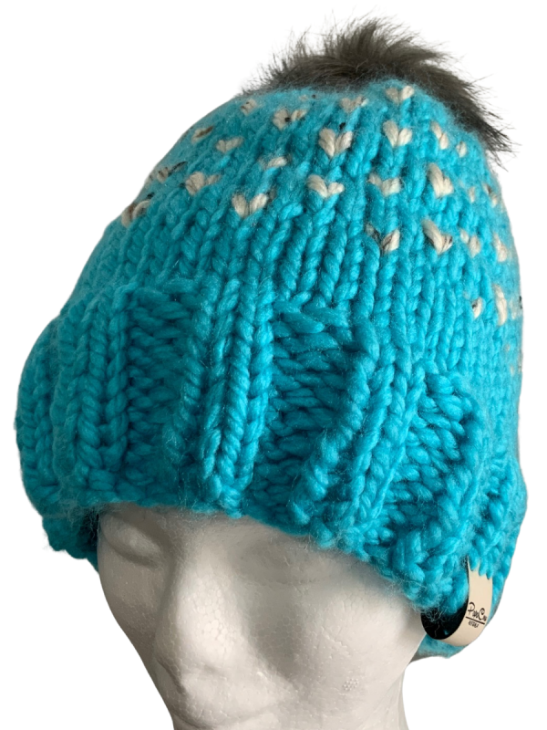 Bright Blue Lovin' Hearts Beanie - Image 4