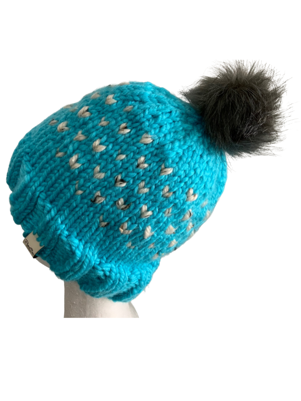 Bright Blue Lovin' Hearts Beanie - Image 5