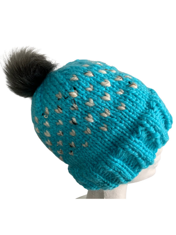 Bright Blue Lovin' Hearts Beanie