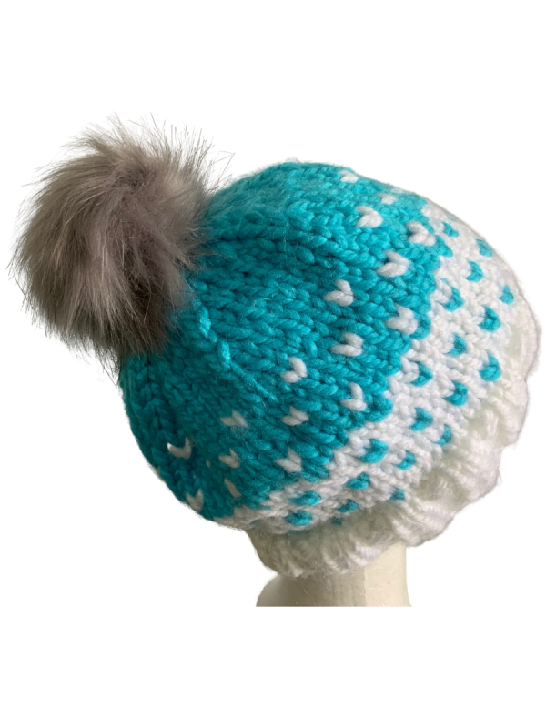 Aquamarine/White Lovin' Hearts Beanie - Image 2