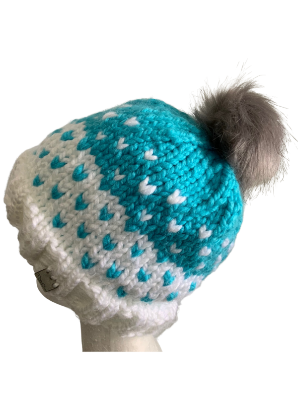Aquamarine/White Lovin' Hearts Beanie