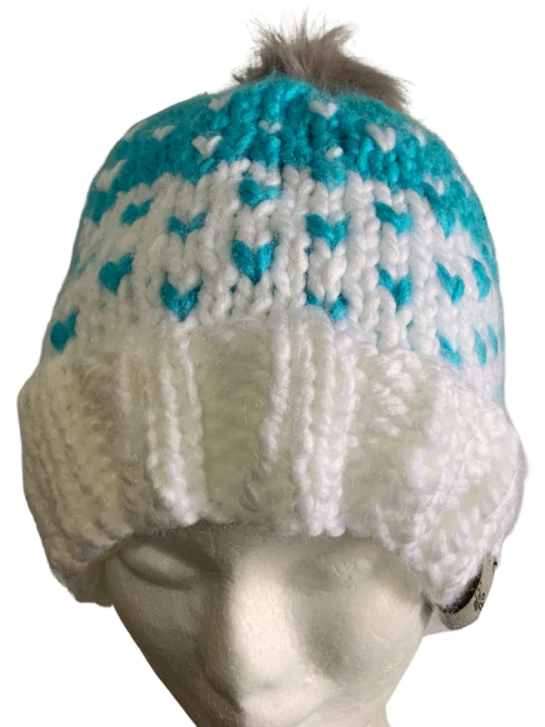 Aquamarine/White Lovin' Hearts Beanie - Image 4