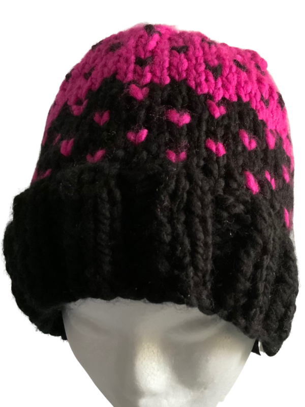 Magenta & Ebony Lovin' Hearts Beanie - Image 2