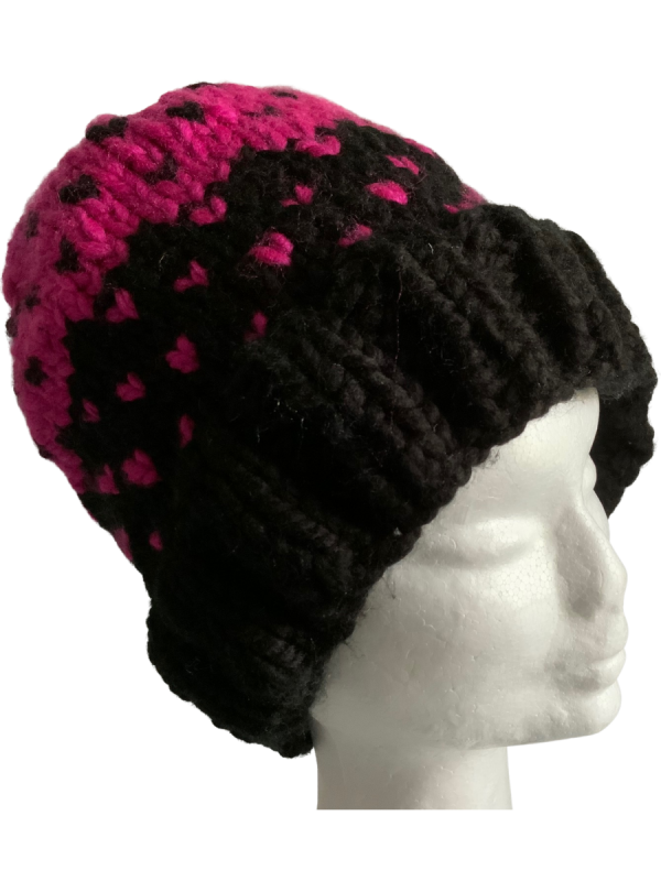 Magenta & Ebony Lovin' Hearts Beanie - Image 3