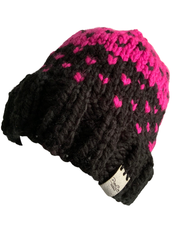 Magenta & Ebony Lovin' Hearts Beanie - Image 4