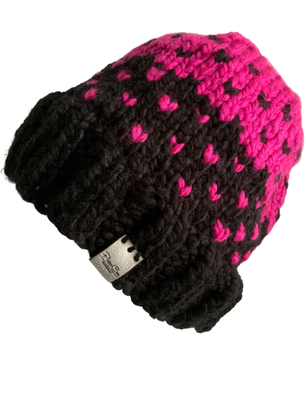 Magenta & Ebony Lovin' Hearts Beanie