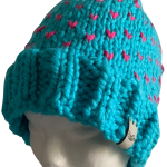 Bright Blue & Pink Lovin' Hearts Beanie - Image 2
