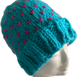 Bright Blue & Pink Lovin' Hearts Beanie - Image 4