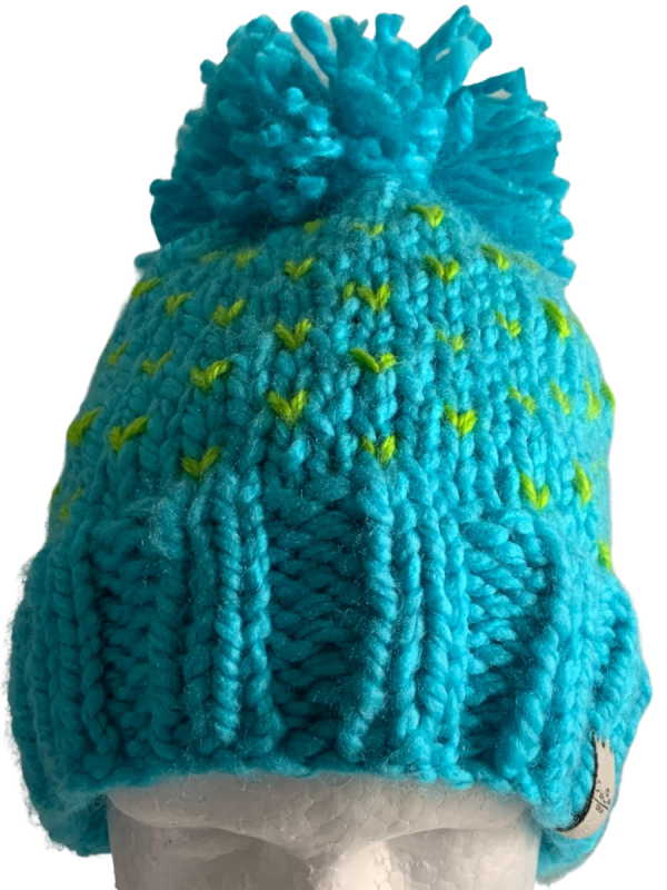 Bright Blue & Lime Lovin' Hearts Beanie - Image 3