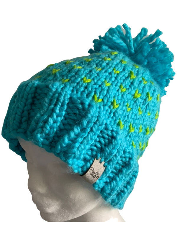 Bright Blue & Lime Lovin' Hearts Beanie