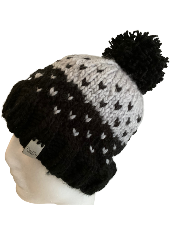 Silver & Black Lovin' Hearts Beanie - Image 2