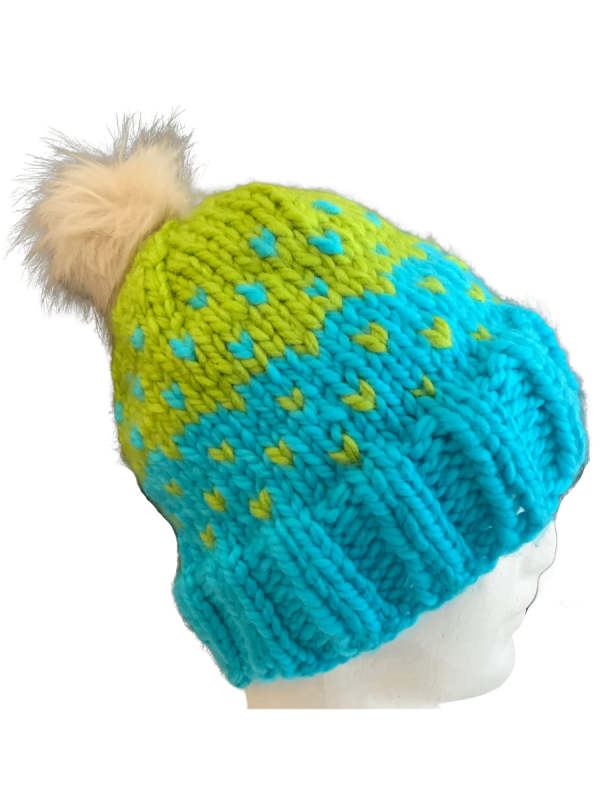 Lime/Aqua Lovin' Hearts Beanie