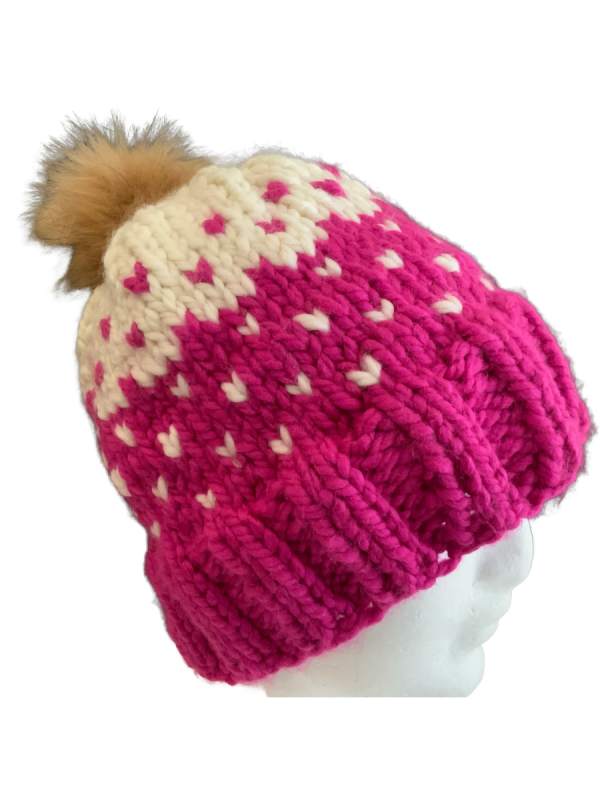 Pink & Cream Lovin' Hearts Beanie - Image 2