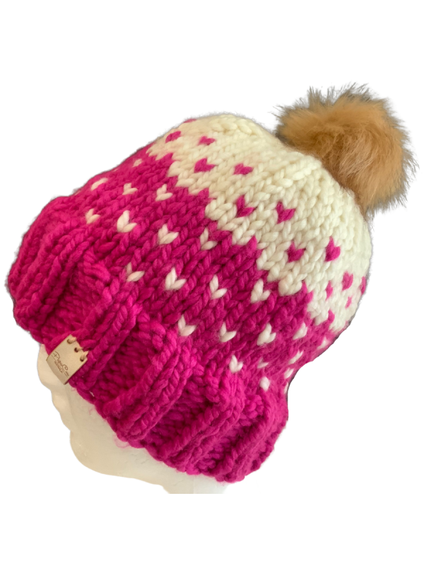 Pink & Cream Lovin' Hearts Beanie