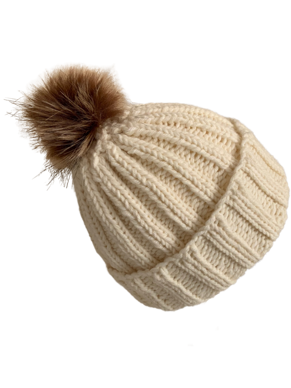 Cream Deluxe Ribbed Beanie - Image 3