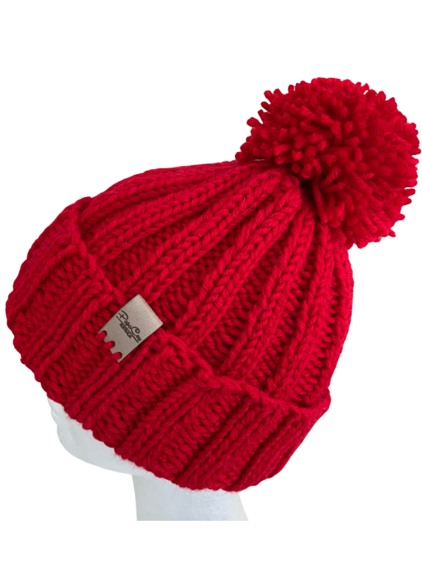 Carmine Red Deluxe Ribbed Beanie - Image 2