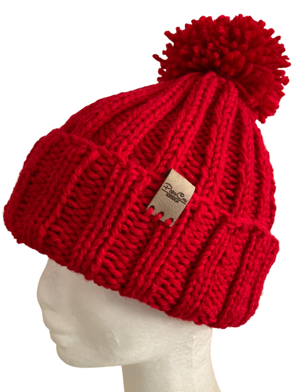 Carmine Red Deluxe Ribbed Beanie - Image 3