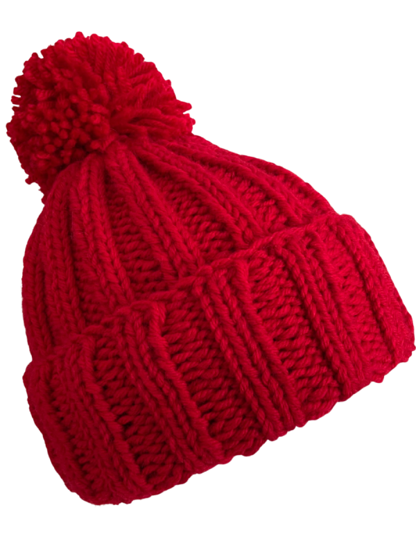 Carmine Red Deluxe Ribbed Beanie - Image 4