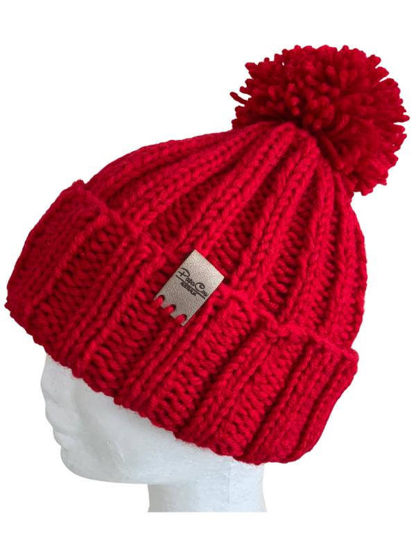 Carmine Red Deluxe Ribbed Beanie - Image 5