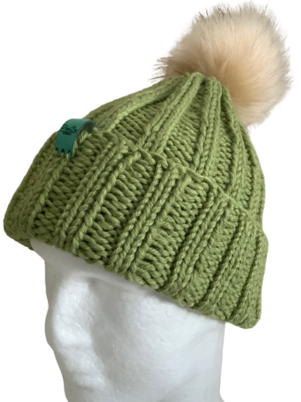 Double Deluxe Celadon Beanie with Pom Pom - Image 2