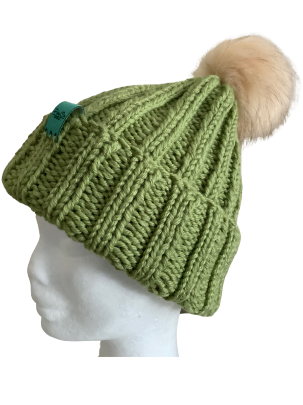 Double Deluxe Celadon Beanie with Pom Pom