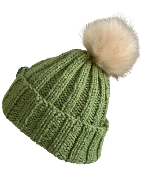 Double Deluxe Celadon Beanie with Pom Pom - Image 3