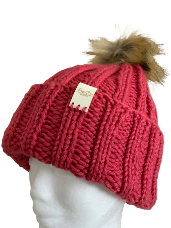 Double Deluxe Coral Beanie with Pom Pom - Image 2