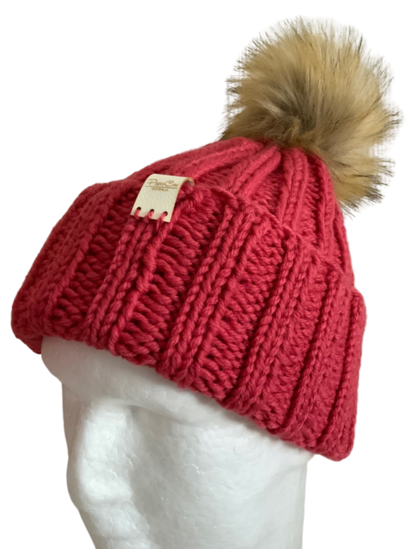 Double Deluxe Coral Beanie with Pom Pom
