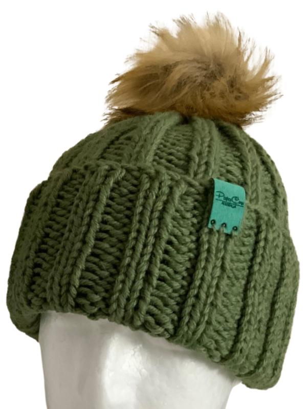 Double Deluxe Forest Green Beanie with Pom Pom - Image 3