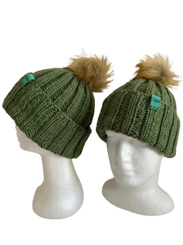 Double Deluxe Forest Green Beanie with Pom Pom