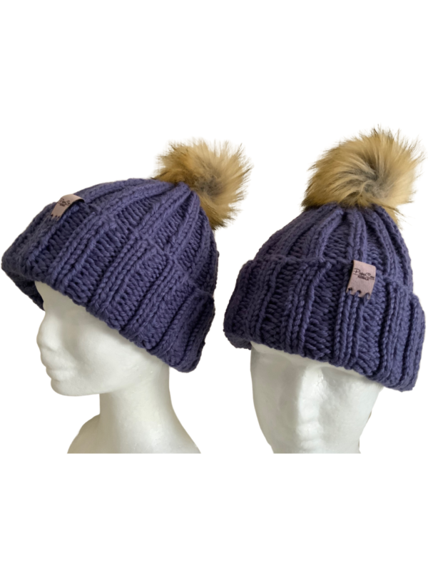Double Deluxe Grape Melange Beanie with Pom Pom - Image 5