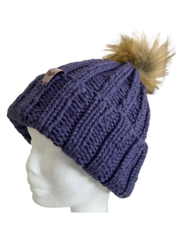 Double Deluxe Grape Melange Beanie with Pom Pom - Image 2
