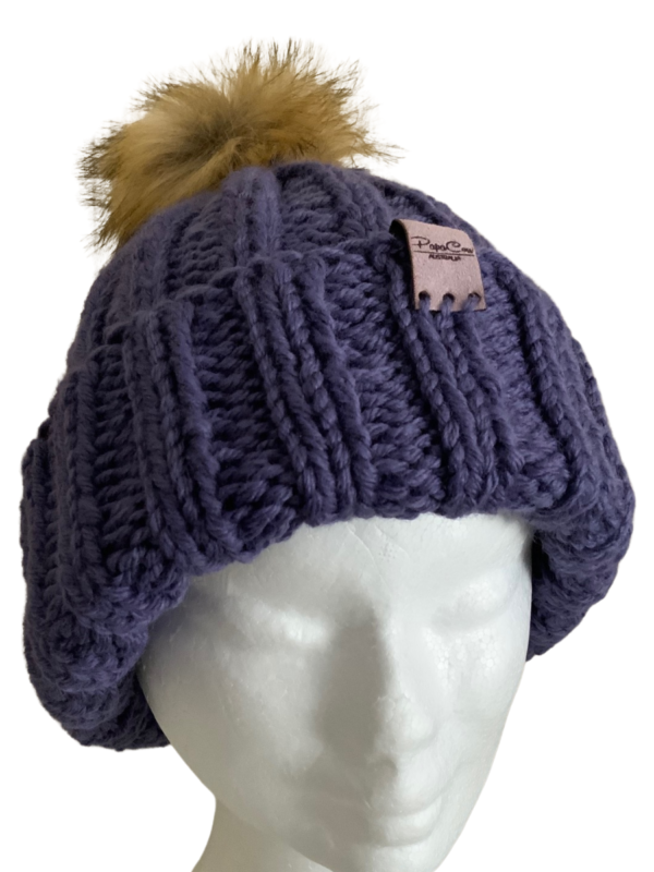 Double Deluxe Grape Melange Beanie with Pom Pom - Image 3
