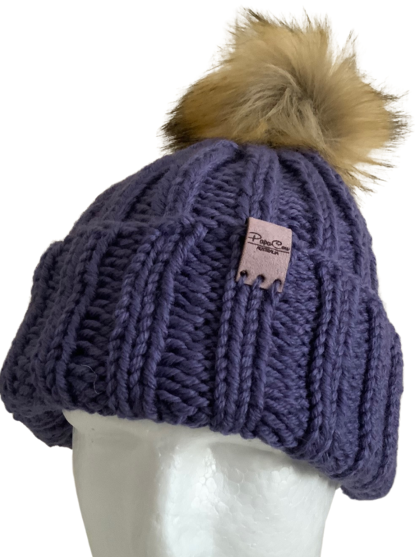 Double Deluxe Grape Melange Beanie with Pom Pom - Image 4