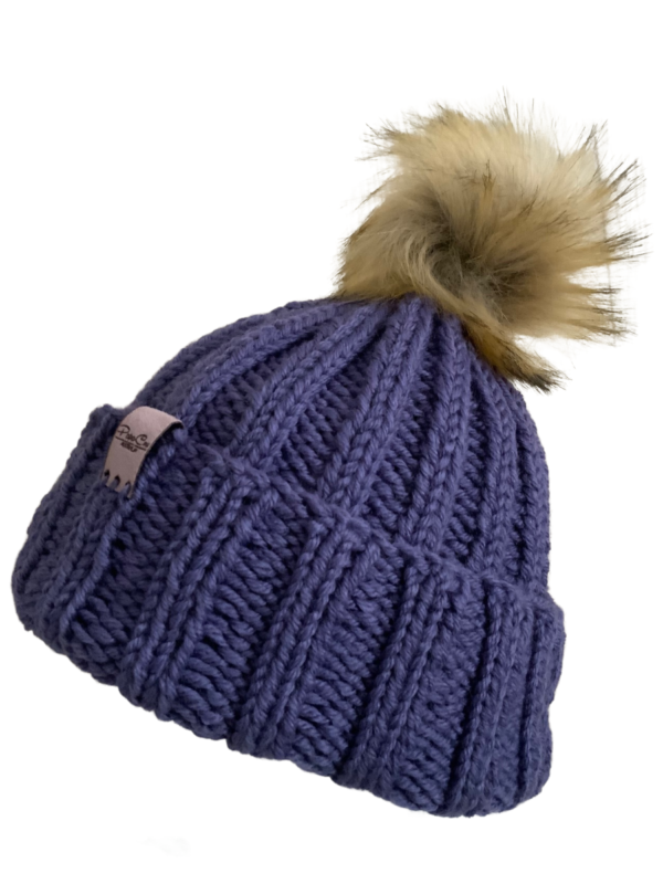 Double Deluxe Grape Melange Beanie with Pom Pom