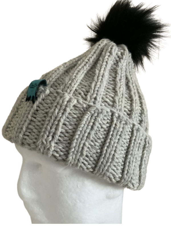 Double Deluxe Smoke Melange Beanie with Pom Pom - Image 2