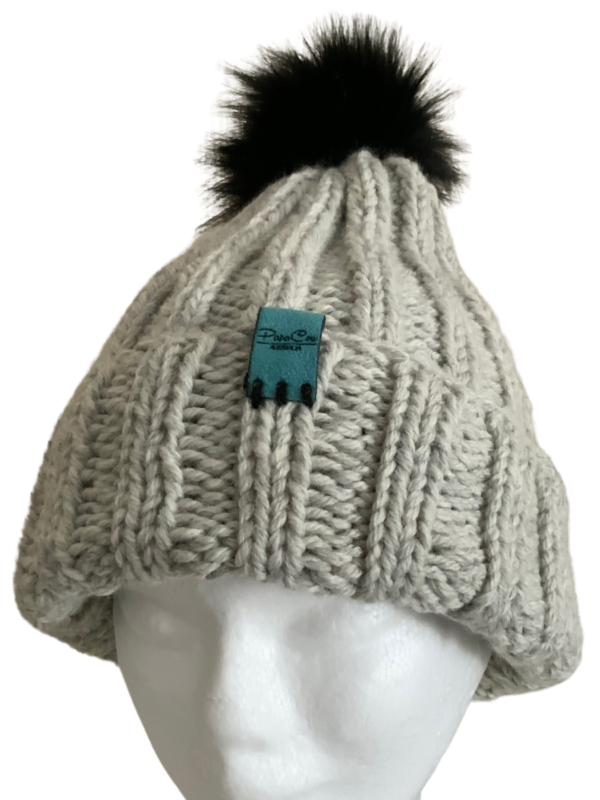 Double Deluxe Smoke Melange Beanie with Pom Pom - Image 3