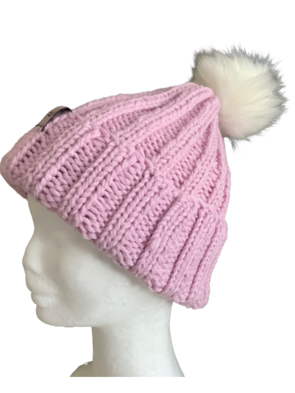 Double Deluxe Soft Pink Beanie with Pom Pom - Image 2
