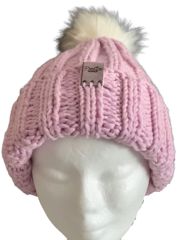 Double Deluxe Soft Pink Beanie with Pom Pom - Image 3